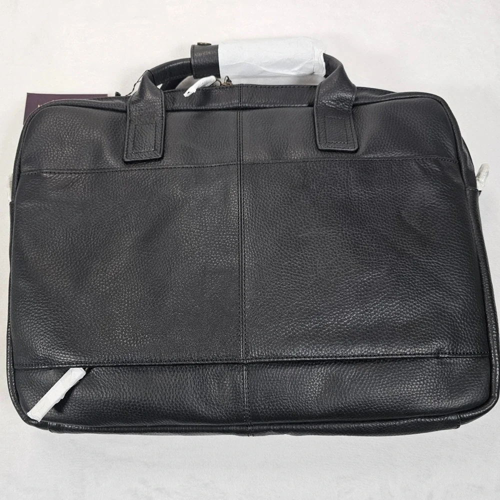 Johnston & Murphy Briefcase Mens Leather Laptop Business Bag Black‎ OS